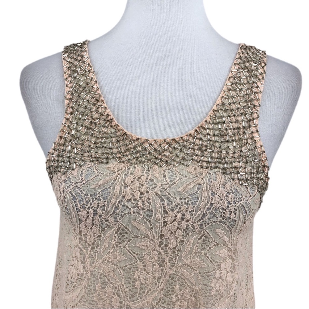 ASTR Beaded Lace Blush Baby Pink Cropped Top - Picture 2 of 8